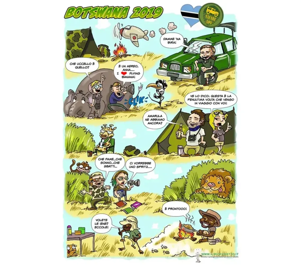 Exploring Africa: safari in Botswana a fumetti