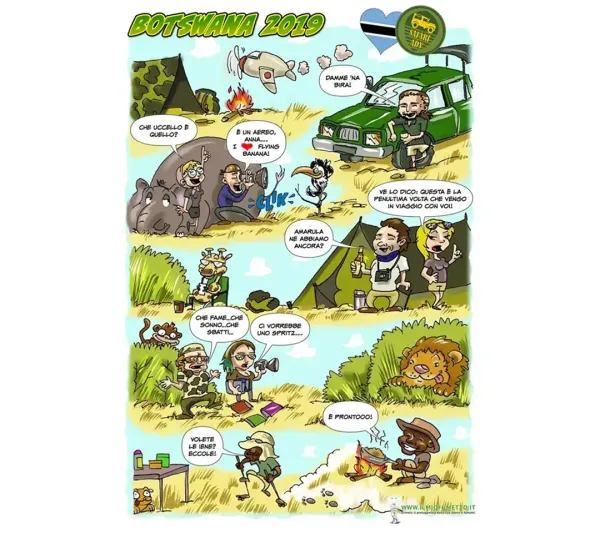 Exploring Africa: safari in Botswana a fumetti